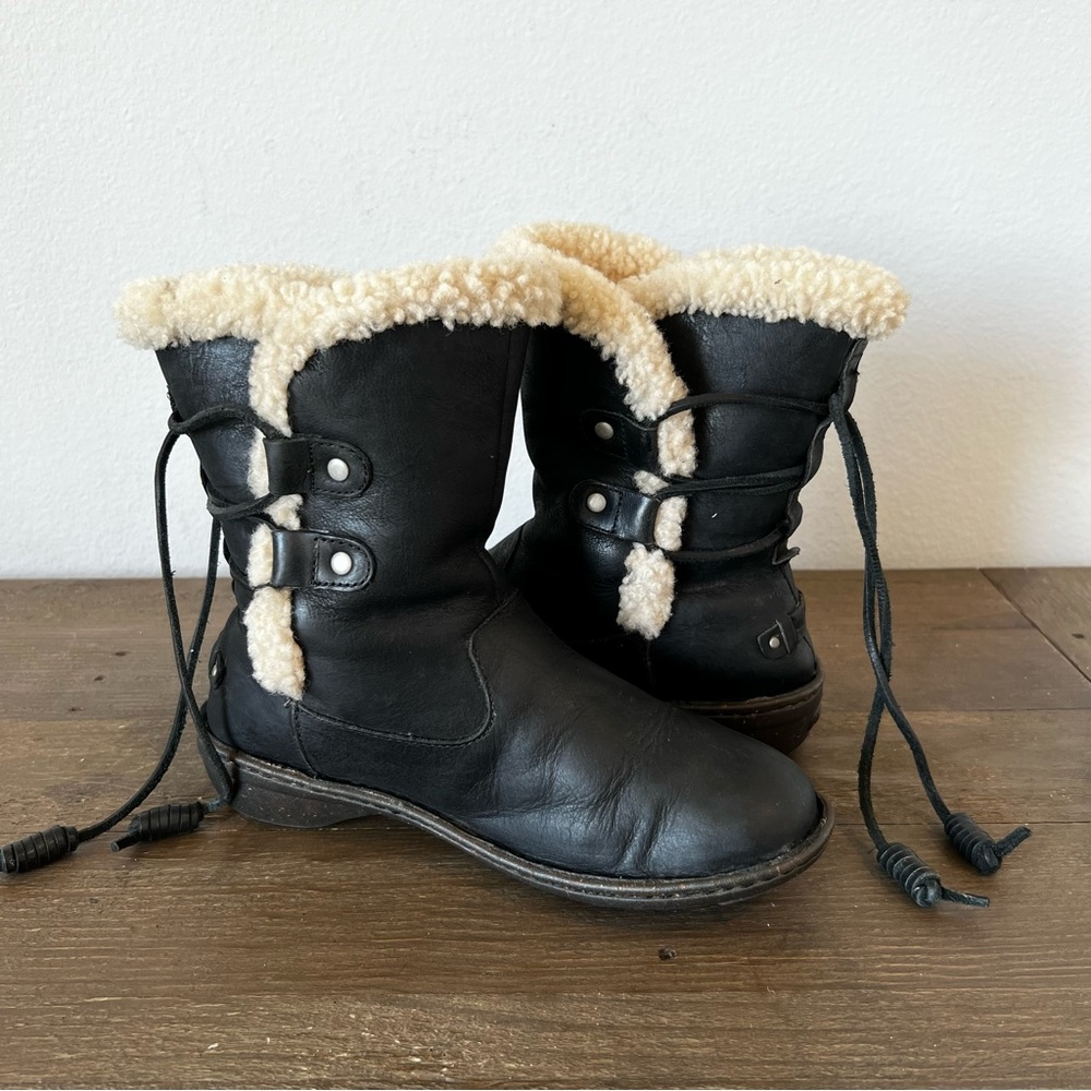 Women's Black Shearling-Lined Winter Ankle Boots - Picture 11 of 13